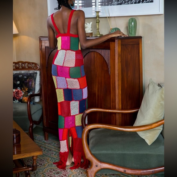 XS, NWT, Carolina K, Vera Crochet Dress, multicolor, Maxi length, 100% Cotton - Picture 4 of 15